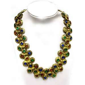  Byzantine Inspired Gold Coated Gemstone Necklace   Fashion 