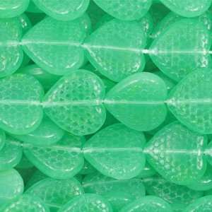    Green 14mm Textured Heart Czech Glass Beads Arts, Crafts & Sewing