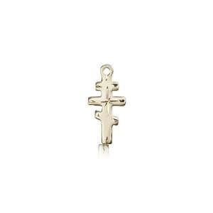: 14kt Gold Baby Child or Lapel Badge Medal with Greek Orthadox Cross 