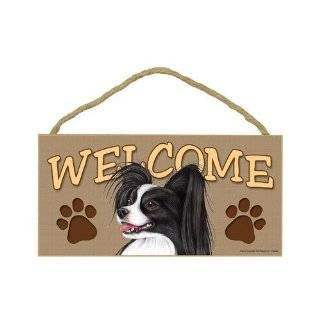 Papillon (Black and white) Wood Welcome Door Sign 5x10