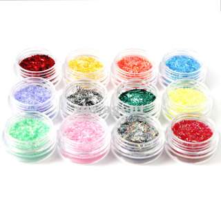   quality of 12 colors glitter striping decoration in individual pot