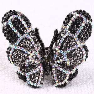 Butterfly Crystal Stretchy Elastic Ring E0690 3  