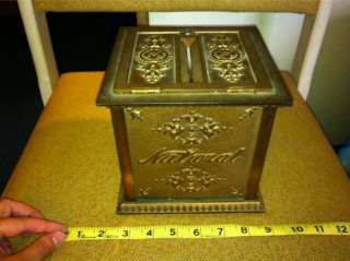 Antique Vintage National Cash Register Brass & Glass Bank Receipt Box 