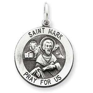  Sterling Silver Antiqued Saint Mark Medal Jewelry