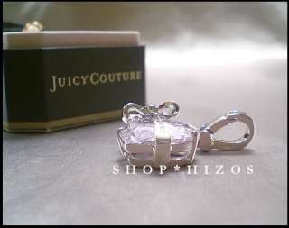   JUICY COUTURE FACETED CRYSTAL HEART BOW BANNER STONE CHARM NIB  
