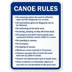  Canoe Rules Aluminum Sign, 24 x 18