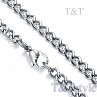 5mm 316L Stainless Steel Curb Chain Necklace Silver (C78)  
