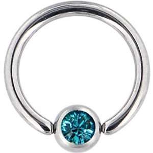    14 Gauge Swarovski® Blue Zircon Gem Bcr Captive Ring: Jewelry