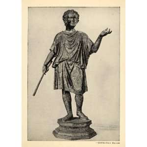  1939 Halftone Print Statue Roman Boy Pompeii Tunic Toga 
