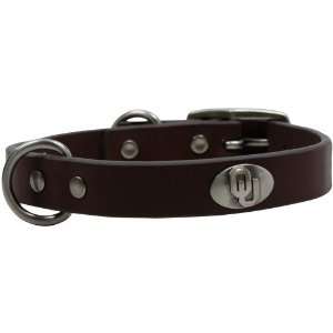  Oklahoma Sooners Brown Leather Concho Dog Collar: Pet 