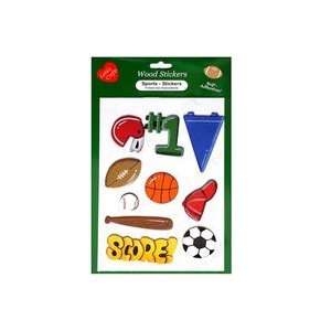  Laras Wood Painted Package Stickers Sports (Pack of 6 
