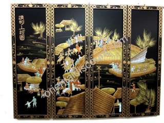 Famous Chinese Oriental Qing Ming Festival Wall Decor Plaques Lacquer 