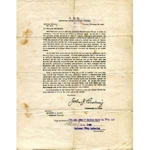  John Pershing WWI Letter   Sports Memorabilia Sports 