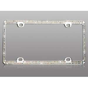  2 Rows embedded CRYSTAL AB License Plate Frame & 4 Anti 