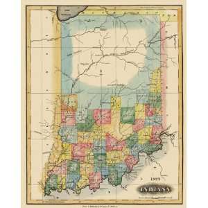  STATE OF INDIANA (IN) BY FIELDING LUCAS 1823 MAP