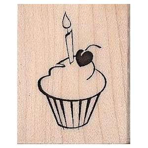 Birthday Cupcake Mounted Wooden Stamp // The Cats Pajamas 