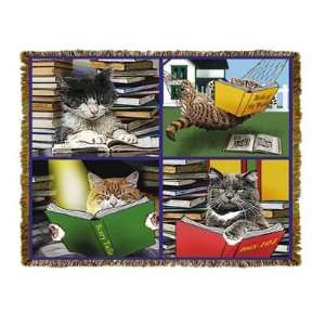  Cats Reading Tapestry Throw Blanket
