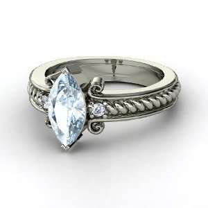  Catelyn Ring, Marquise Aquamarine Platinum Ring with 