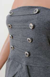  style double breasted metal buttons front elastic band at back