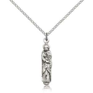    Sterling Silver 1in St Joseph Pendant & 18in Chain Jewelry