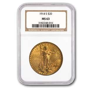 1914 S $20 St. Gaudens Gold Double Eagle MS 63 NGC Toys 