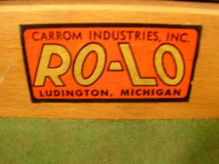 Vintage RO LO GAME BOARD Ludington, Michigan Carrom Industries  