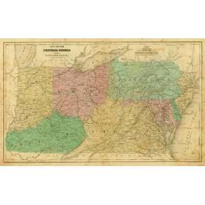    Olney 1844 Antique Map of the Central States
