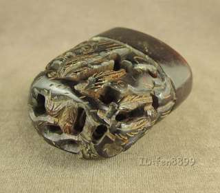 WITH CARVED FIGURES IN CHINESE OLD OX HORN CARVING SEAL  