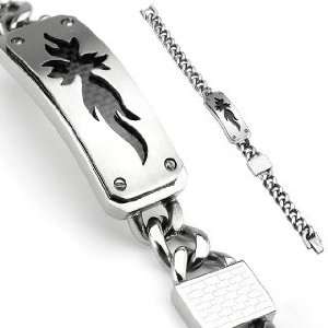  316L Stainless Steel Chain Bracelet with Lock and CF Fire 