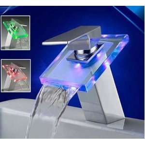  Single Handle Chrome 3 Colors Changing LED light Waterfall 