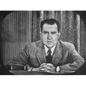 GOP VP Candidate Richard M. Nixon Giving His Checkers Speech on TV 