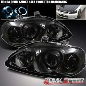  99 00 Honda Civic Twin Halo Smoke Projector Headlights 