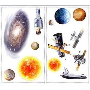  SPACE Wall Stickers   24 Self Stick Planets GALAXY Decals 