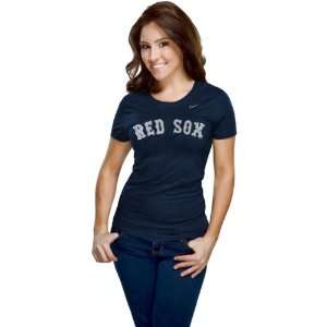 Boston Red Sox Womens Nike Navy Heather Blended T Shirt  
