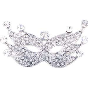    Austrian Crystal Masquerade Mask Domino Pin Brooch Jewelry