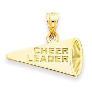   14k Yellow Gold Solid Polished Cheerleader Megaphone Pendant: Jewelry