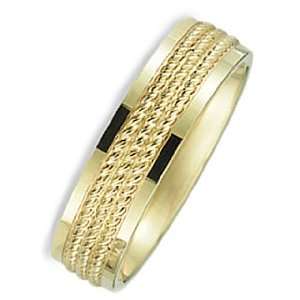Millimeters 14Kt Yellow Gold Wedding Ring with Multi Rope Design 