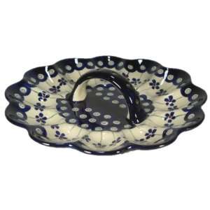  Polish Pottery Egg Plate Floral Peacock z1559 166a