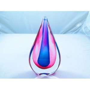  Murano Design Red & Blue Sommerso Teardrop Sculpture PW 