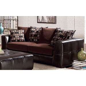 Sofa Couch Chocolate Chenille & Brown Bycast Vinyl: Home 