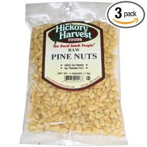 Hickory Harvest Raw Pine Nuts, 4 Ounce Bags (Pack of 3)  