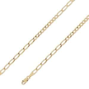  14K Soldi Yellow Gold Figaro 10+7 Chain Necklace 4mm (5/32 