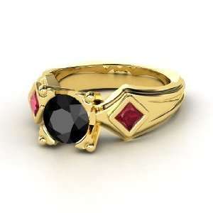  Avery Ring, Round Black Diamond 14K Yellow Gold Ring with 