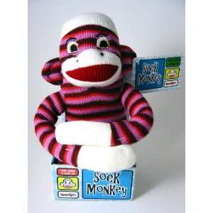  Pink Striped 12 Sock Monkey Plush Doll: Toys & Games