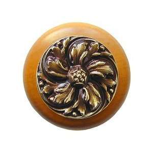  Chrysanthemum Maple Cabinet Knob, Antique Brass: Home 