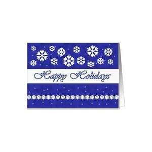  Happy Holidays   Snowflakes on Blue Background Card 