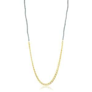  Shashi Yellow Gold Plated and Grey Cord Chain Necklace 