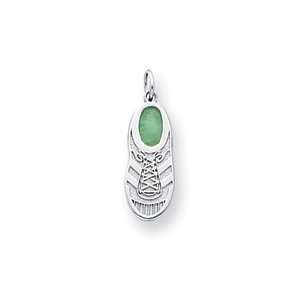    14k White Gold Emerald Baby Sneaker Charm   JewelryWeb Jewelry