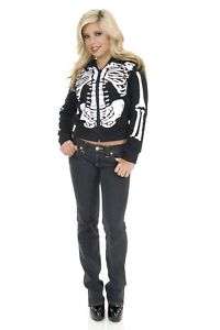 SKELETON HOODIE womens skull halloween costume XL  