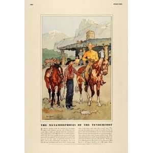 1937 Print Esquire Fashion Staff Cowboys Art Paul Brown   Original 